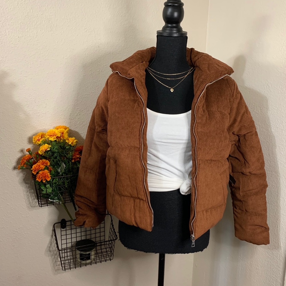 Brown puffer jacket